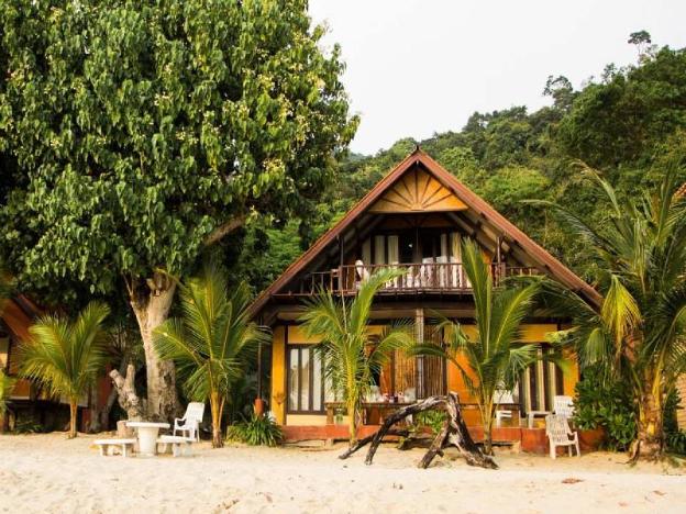 white sand beach resort