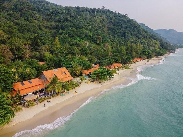 white sand beach resort