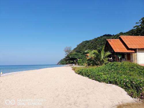 white sand beach resort