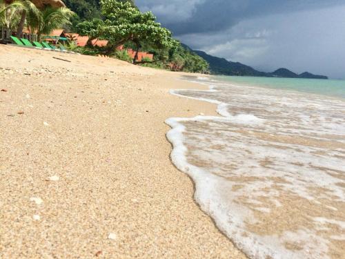 white sand beach resort