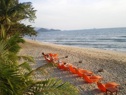 white sand beach resort