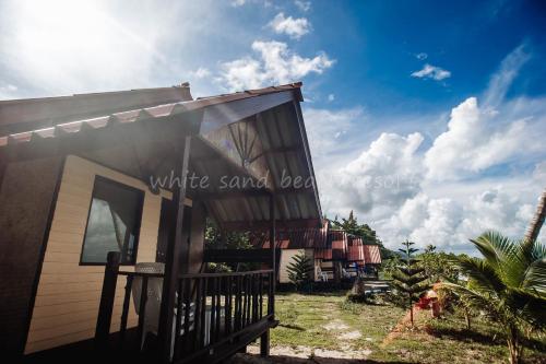 white sand beach resort