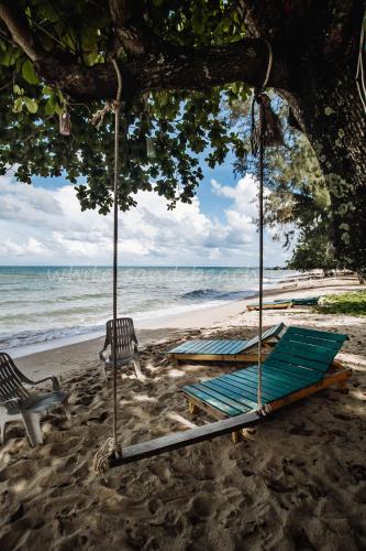 white sand beach resort