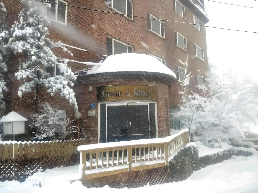 green and blue hotel