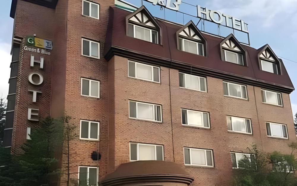 green and blue hotel