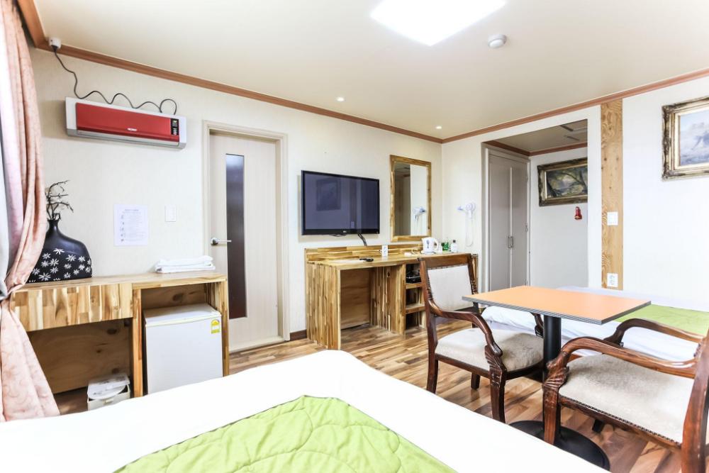 green and blue hotel