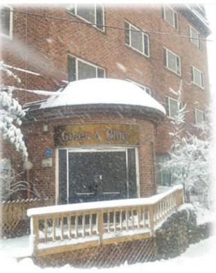 green and blue hotel