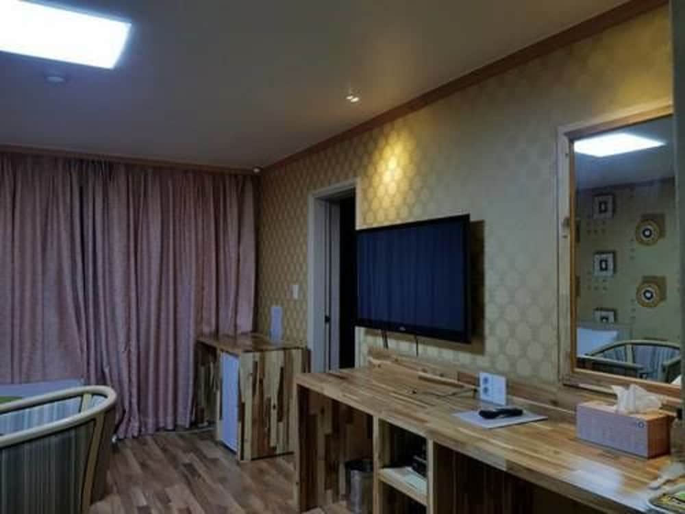 green and blue hotel