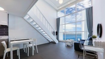 blue and white pension