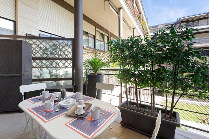 elegant loft with balcony