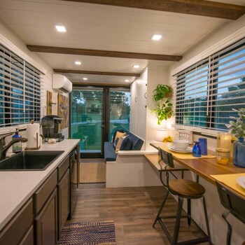 yellow blue elegant container tiny house