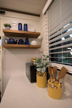 yellow blue elegant container tiny house