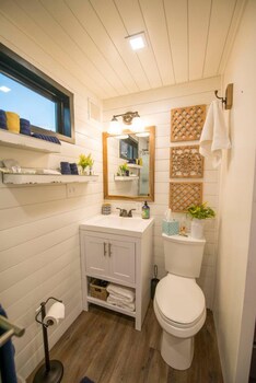 yellow blue elegant container tiny house