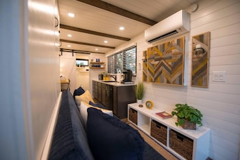 yellow blue elegant container tiny house