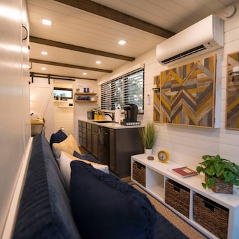 yellow blue elegant container tiny house