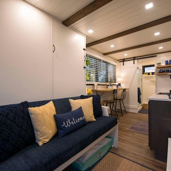 yellow blue elegant container tiny house
