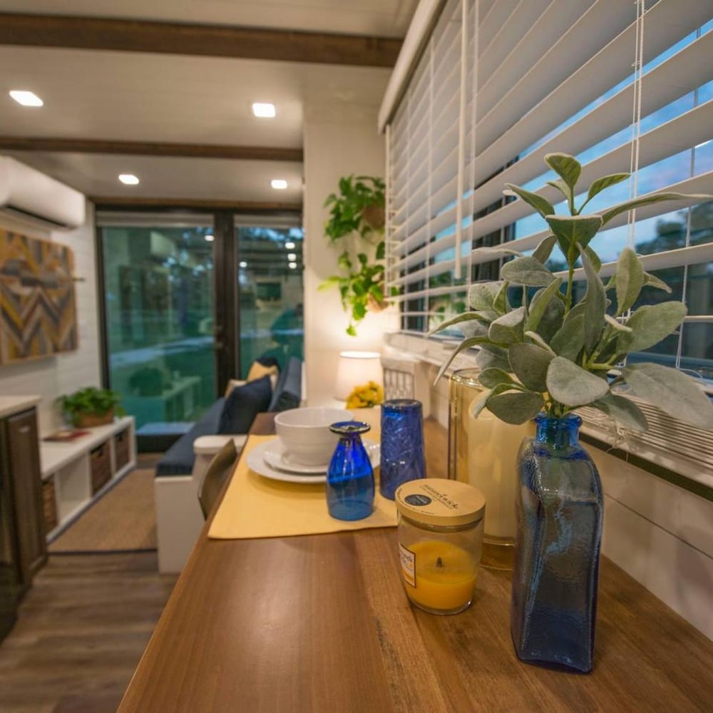 yellow blue elegant container tiny house