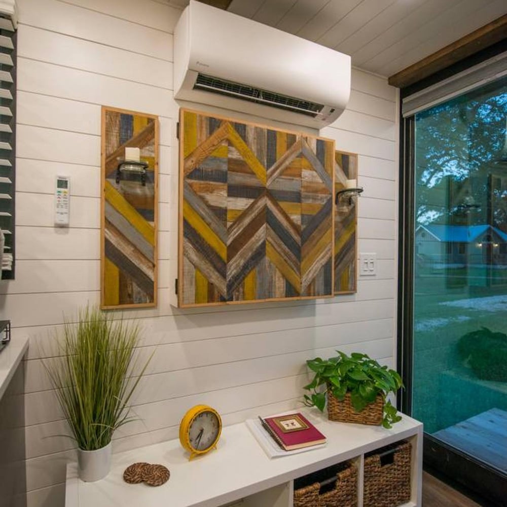 yellow blue elegant container tiny house