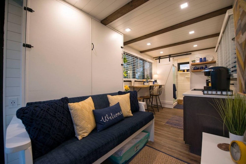 yellow blue elegant container tiny house