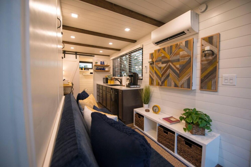 yellow blue elegant container tiny house