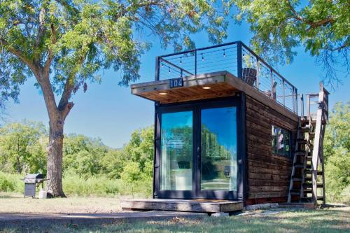 yellow blue elegant container tiny house