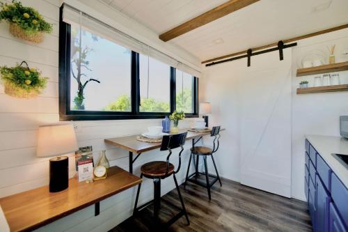 yellow blue elegant container tiny house