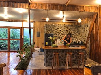 a frame volcano house