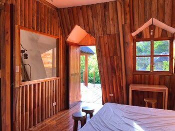 a frame volcano house