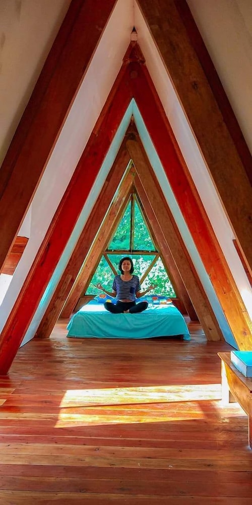 a frame volcano house
