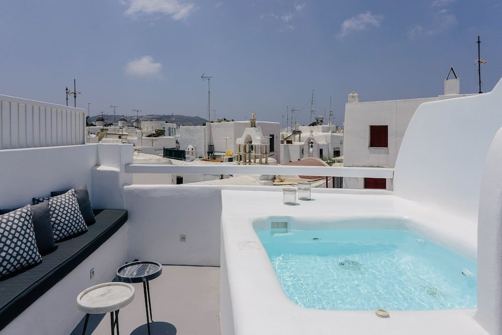 roofs of chora townhouse with rooftop pool adults only
