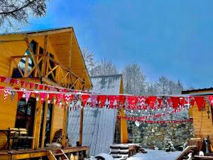 wooden huts in mestia