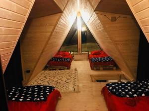 wooden huts in mestia