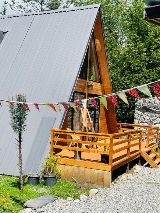 wooden huts in mestia