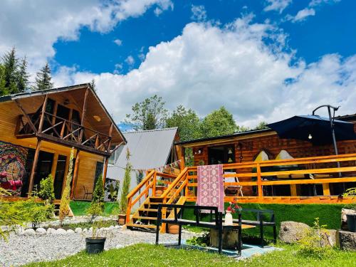 wooden huts in mestia