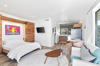 modern designer studio with pool