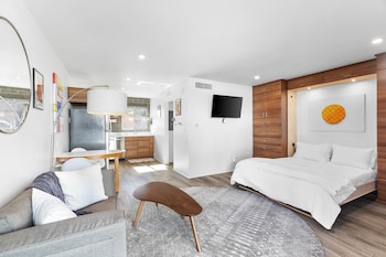 modern designer studio with pool