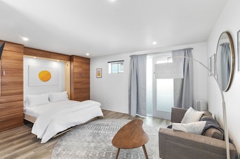 modern designer studio with pool