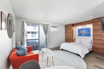 modern designer studio with pool