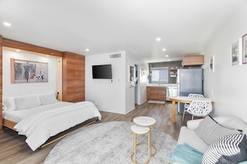 modern designer studio with pool