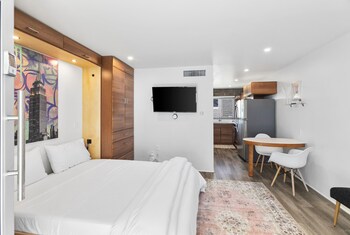 modern designer studio with pool