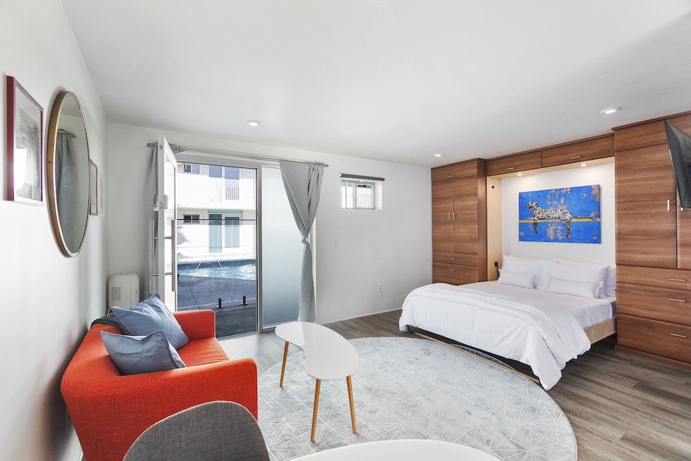 modern designer studio with pool