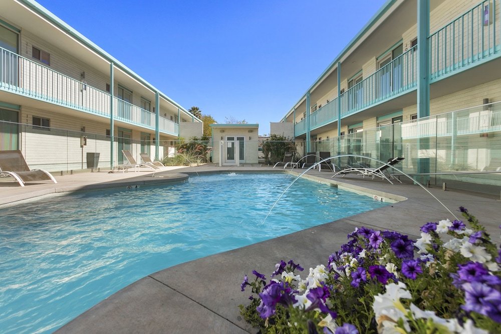 modern designer studio with pool