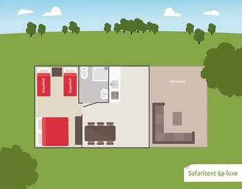 comfortably furnished tent lodge with stove near the veluwe