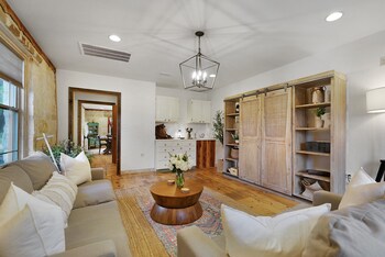 new luxury home with fire pit and hill country views