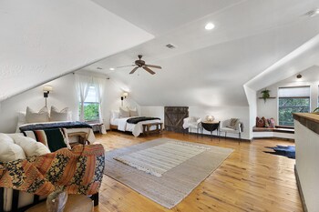 new luxury home with fire pit and hill country views