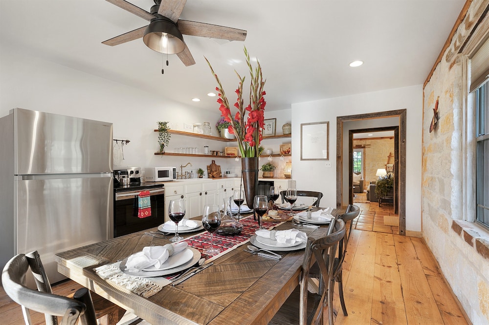 new luxury home with fire pit and hill country views