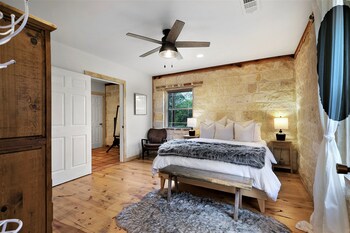 new luxury home with fire pit and hill country views