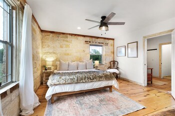 new luxury home with fire pit and hill country views