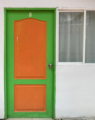 room with 1 double bed and 2 single beds number 8