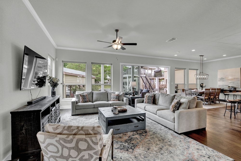 stunning luxury lake home with waterfront and dock